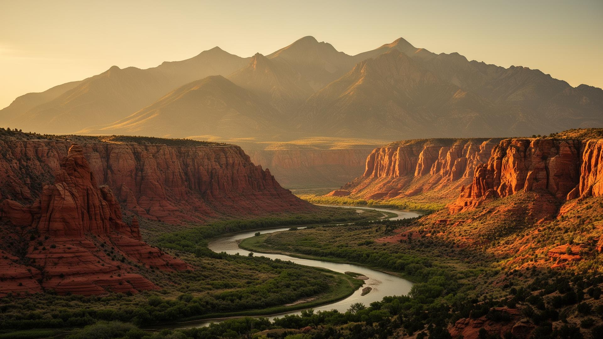 Utah red rock canyon at golden hour